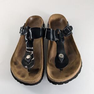 Betula Birkenstock‎ Women's Size 37 L7 (US 7) Black Brown Thong Sandals
